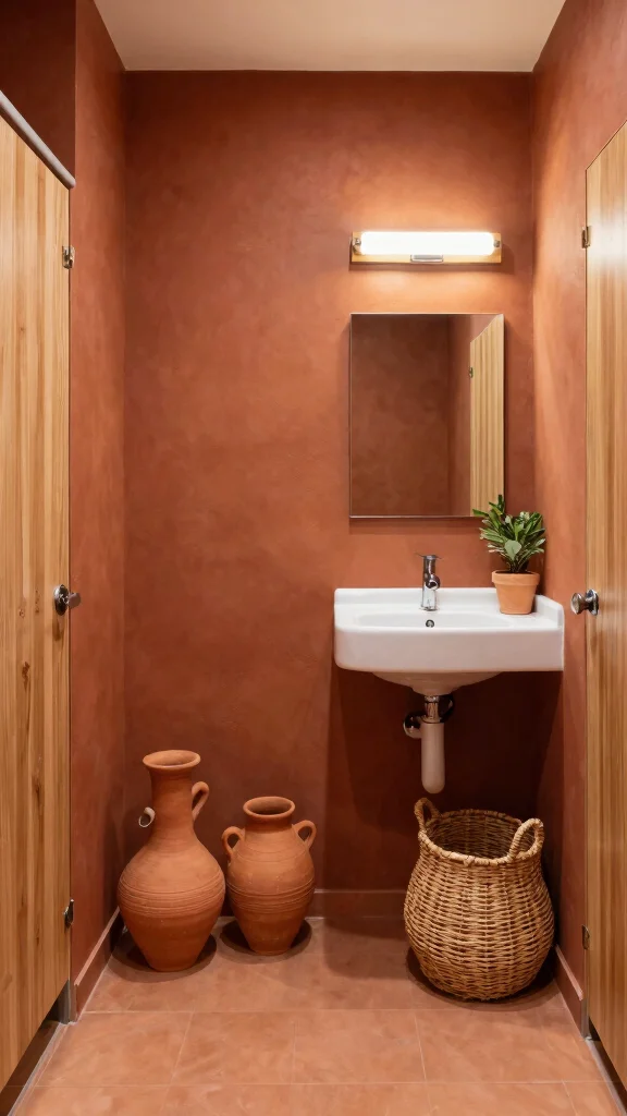 12 Restroom Paint Colors That Work for Every Size and Style - 9. Terracotta for Earthy Warmth 1