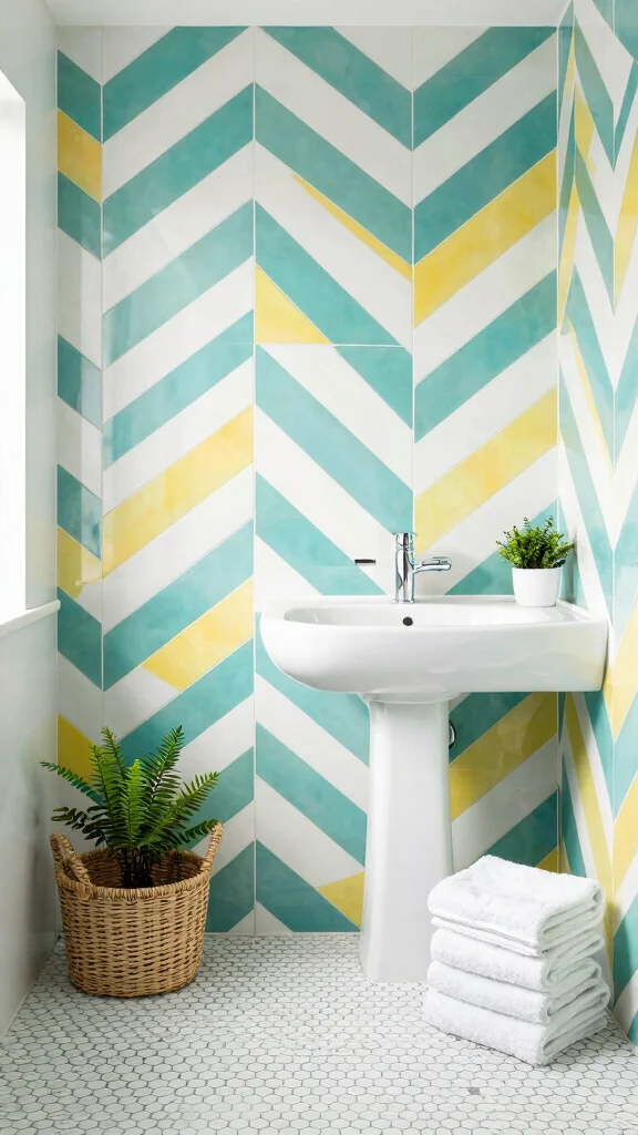 12 Restroom Tile Design Ideas From Bold Patterns to Clean Neutrals - 1. Vibrant Geometric Patterns 1