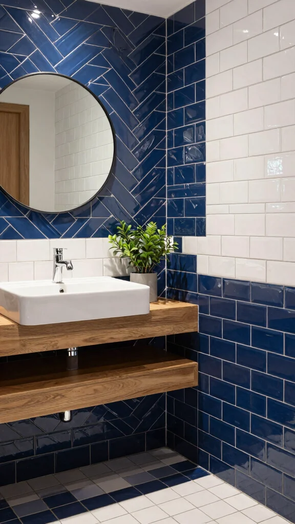 12 Restroom Tile Design Ideas From Bold Patterns to Clean Neutrals - 3. Subway Tiles with a Twist 1