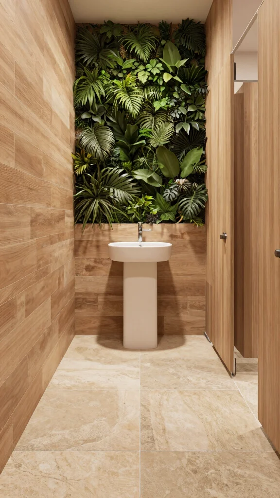 12 Restroom Tile Design Ideas From Bold Patterns to Clean Neutrals - 6. Biophilic Design with Tile 1