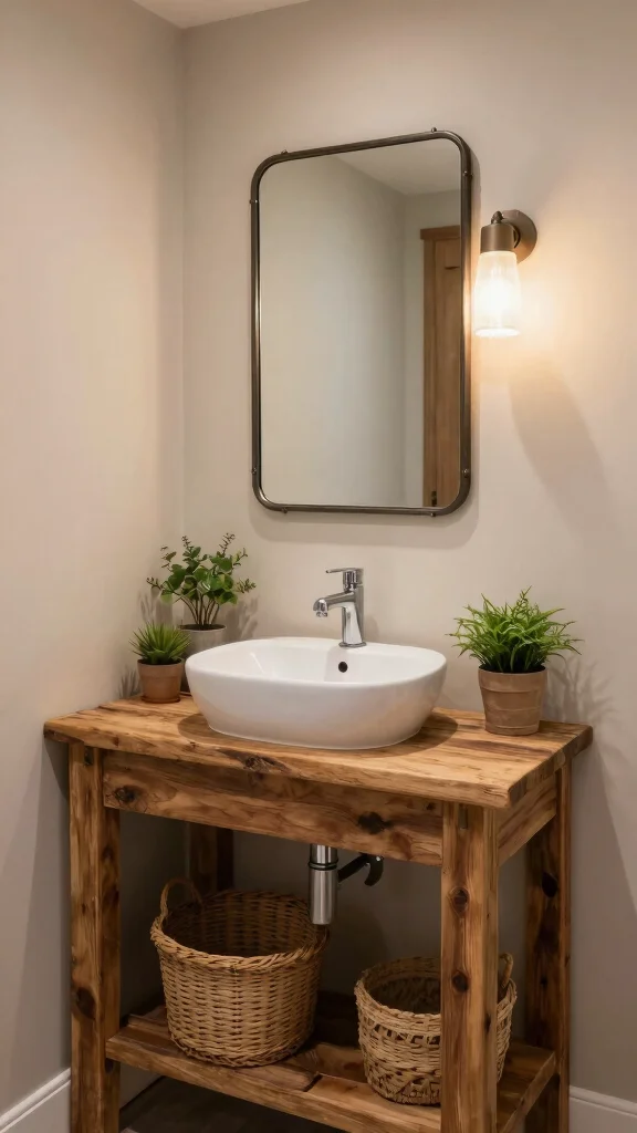 12 Restroom Vanity Design Ideas for Modern and Classic Styles - 1. Reclaimed Wood Charm 1