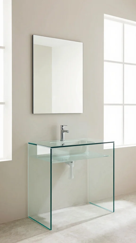12 Restroom Vanity Design Ideas for Modern and Classic Styles - 10. Contemporary Glass Designs 1