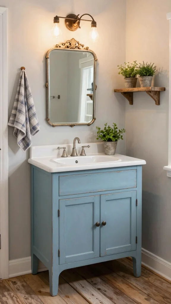 12 Restroom Vanity Design Ideas for Modern and Classic Styles - 3. Vintage-Farmhouse Fusion 1