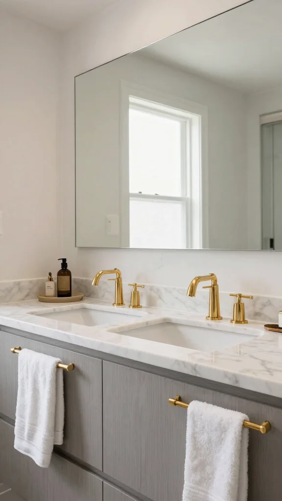 12 Restroom Vanity Design Ideas for Modern and Classic Styles - 4. Luxurious Marble Elegance 1