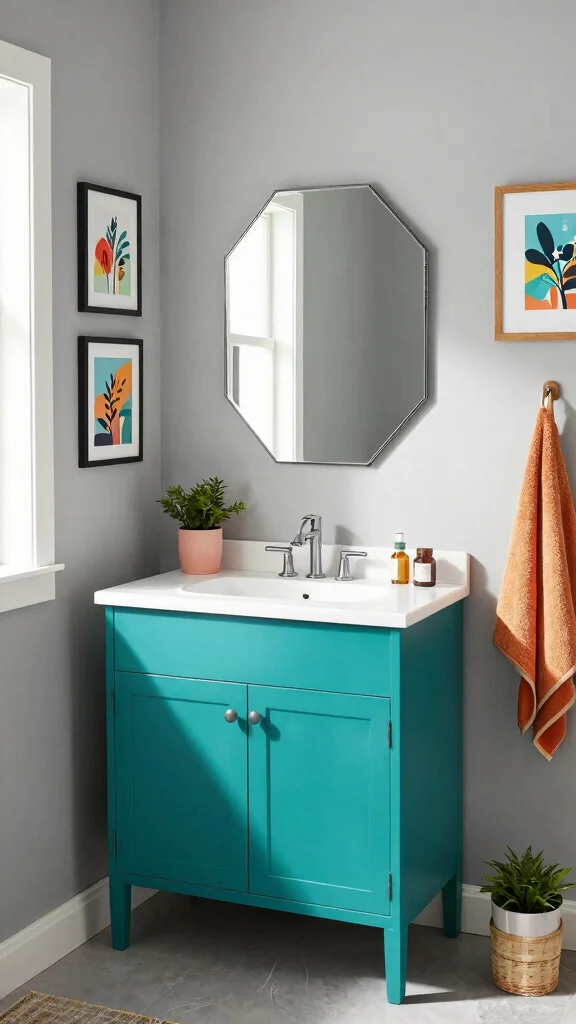 12 Restroom Vanity Design Ideas for Modern and Classic Styles - 5. Bold Color Statements 1