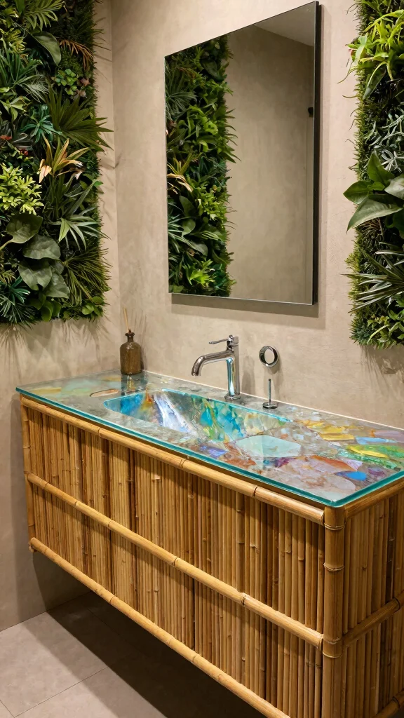 12 Restroom Vanity Design Ideas for Modern and Classic Styles - 6. Eco-Chic Sustainable Materials 1