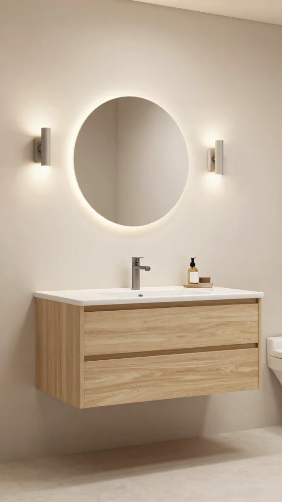 12 Restroom Vanity Design Ideas for Modern and Classic Styles - 7. Floating Vanities for Space-Saving 1
