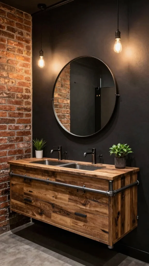 12 Restroom Vanity Design Ideas for Modern and Classic Styles - 9. Industrial Style with Metal Accents 1