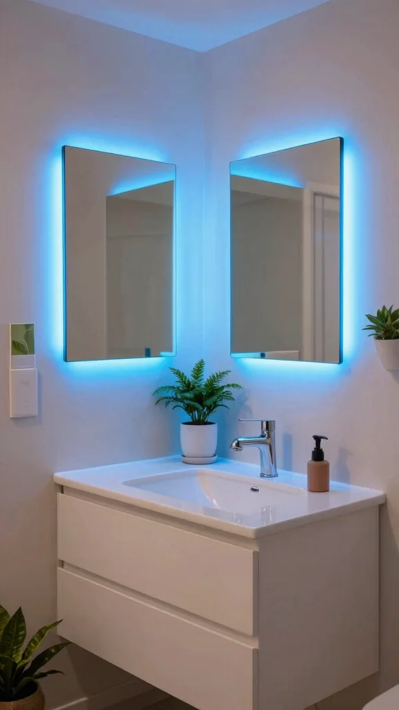 12 Restroom Vanity Light Ideas That Flatter Without the Glare - 8. Color Changing LED Fixtures 1