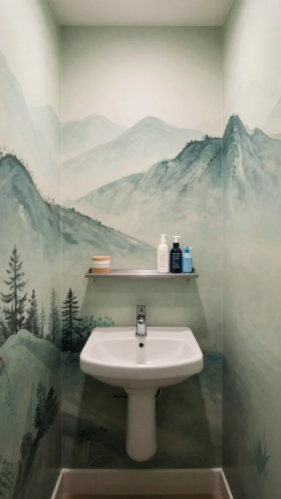12 Restroom Wallpaper Ideas That Add Drama to a Small Space - 7. Artful Murals 1