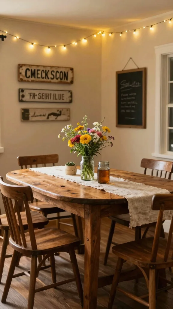 12 Round Dining Room Table Ideas for 8 That Feel Elegant - 2. Rustic Farmhouse Charm 1