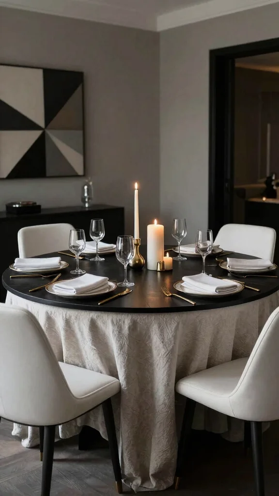 12 Round Dining Room Table Ideas for 8 That Feel Elegant - 8. Elegant Black and White 1