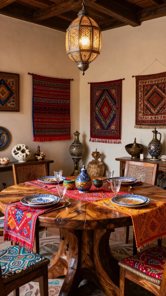 12 Round Dining Room Table Ideas for 8 That Feel Elegant - 9. Global Inspirations 1