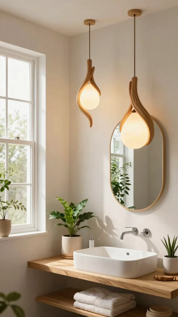 13 Bathroom Light Fixture Ideas for Bright, Flattering Style - 7. Nature-Inspired Fixtures for an Eco-Friendly Touch 1