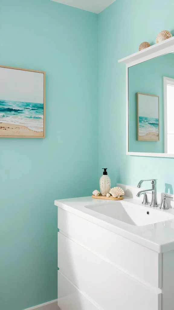 13 Bathroom Paint Colors That Make Any Size Room Feel Better - 11. Refreshing Aqua for a Coastal Feel 1