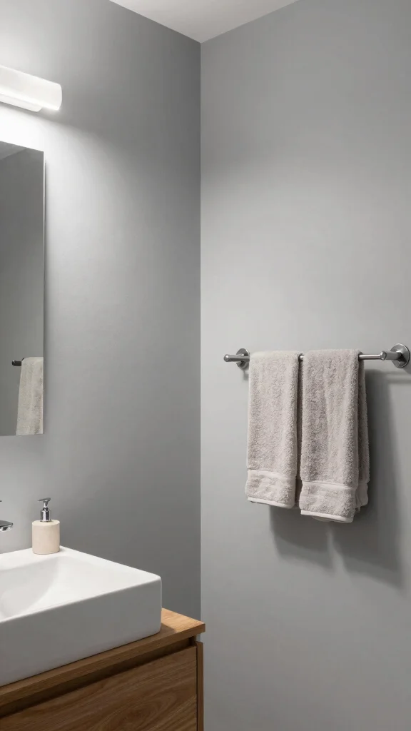 13 Bathroom Paint Colors That Make Any Size Room Feel Better - 4. Soft Grays for a Chic Minimalist Look 1