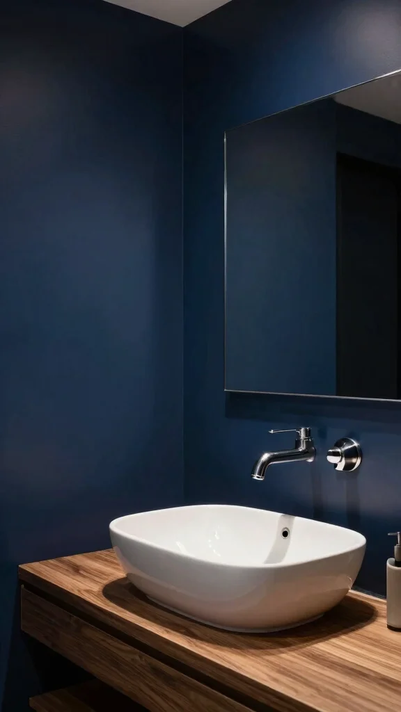 13 Bathroom Paint Colors That Make Any Size Room Feel Better - 7. Bold Navy for a Dramatic Effect 1