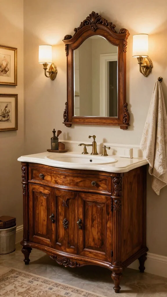 13 Bathroom Vanity Design Ideas for Modern, Classic, and Minimal Styles - 2. Classic Elegance: Antique-Inspired Vanities 1