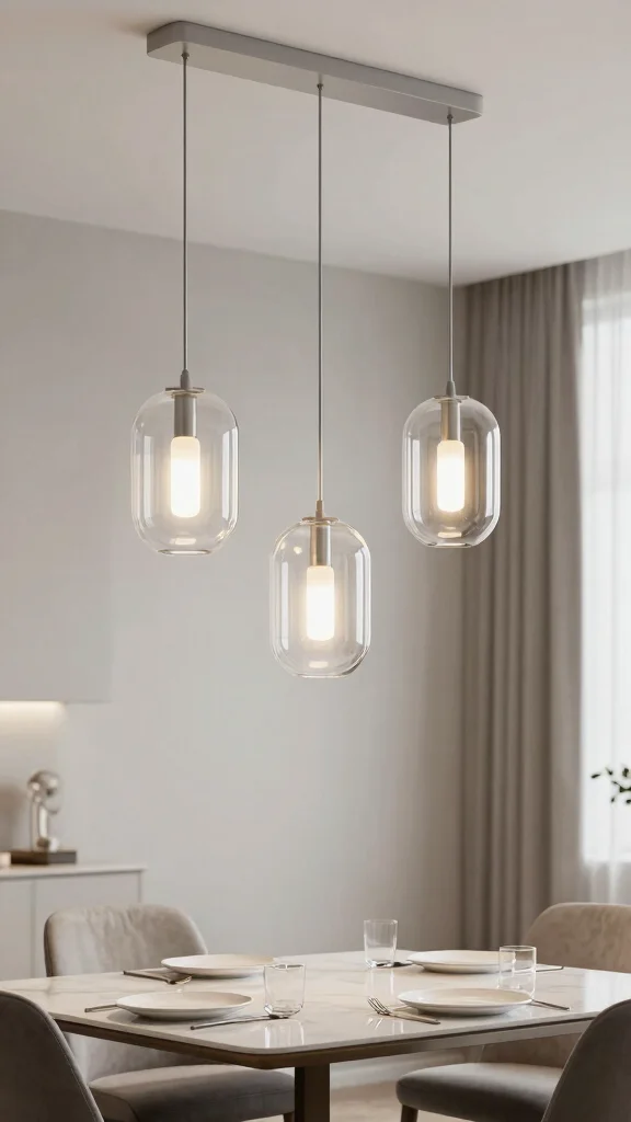 13 Dining Room Pendant Light Fixtures for a Warm, Layered Look - 11. Minimalist Glass Pendants 1