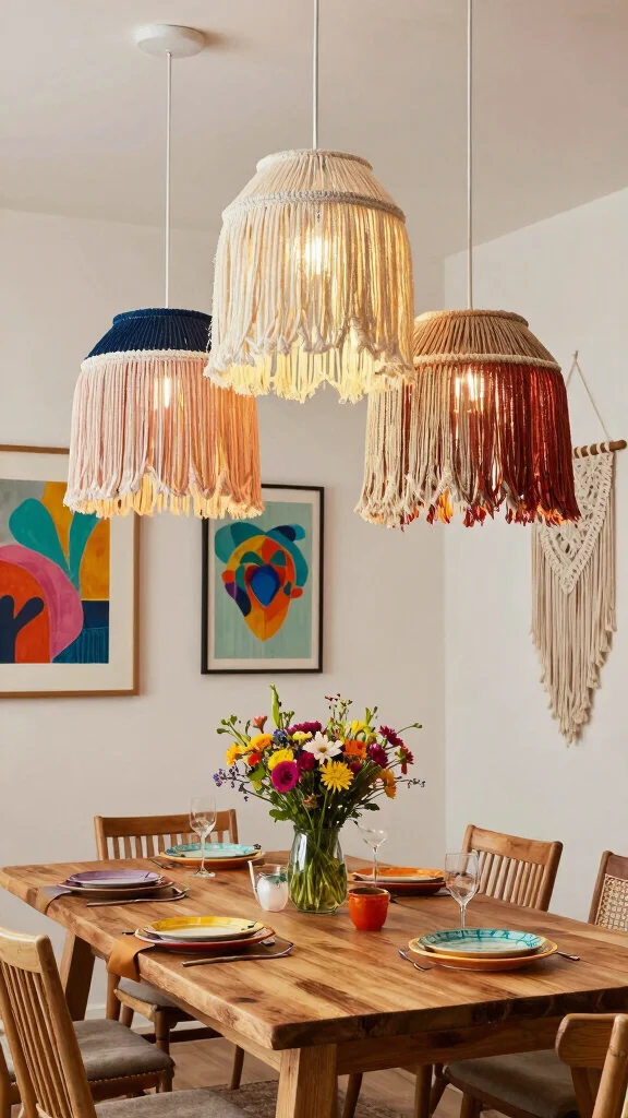 13 Dining Room Pendant Light Fixtures for a Warm, Layered Look - 12. Boho-Chic Fringe Pendants 1
