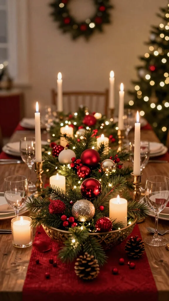 13 Dining Room Table Centerpiece Ideas for Every Season and Style - 3. Festive Cheer for the Holidays 1