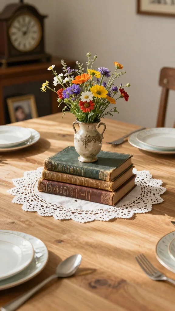 13 Dining Room Table Centerpiece Ideas for Every Season and Style - 6. Elegant Vintage Touches 1