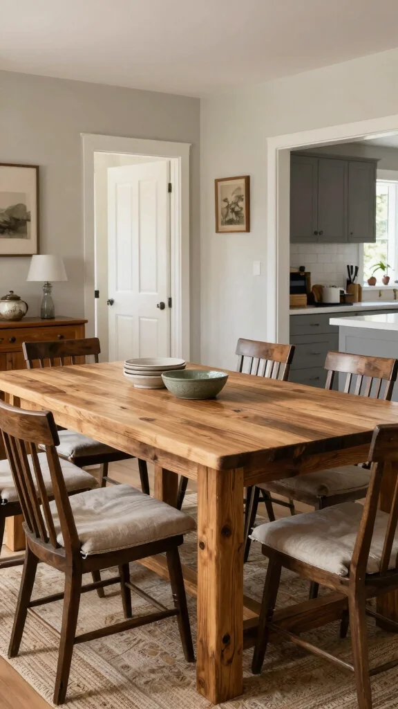 13 Farmhouse Dining Room Ideas for a Warm and Casual Space - 11. Functional Layout: Keeping It Practical 1