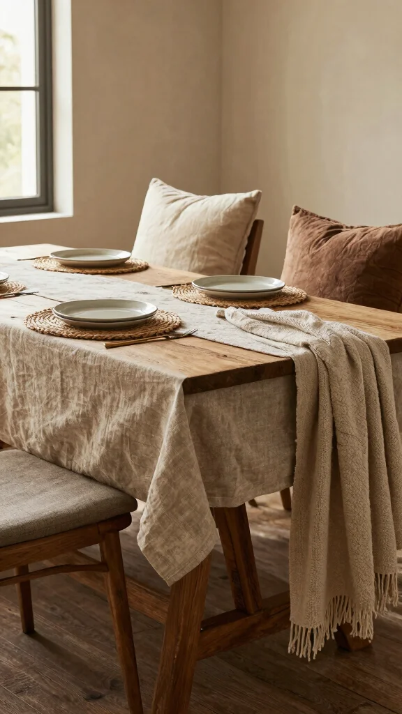 13 Farmhouse Dining Room Ideas for a Warm and Casual Space - 2. Cozy Textiles: Layering for Comfort 1