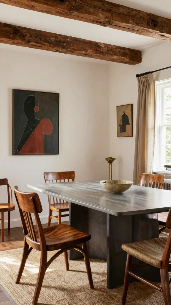 13 Farmhouse Dining Room Ideas for a Warm and Casual Space - 8. Mixing Old and New: A Timeless Appeal 1