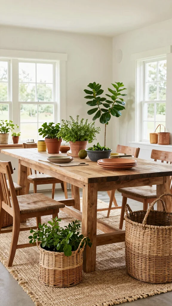 13 Farmhouse Dining Room Ideas for a Warm and Casual Space - 9. Natural Elements: Bringing the Outdoors In 1