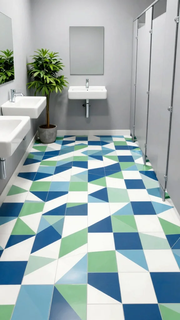 13 Restroom Floor Tile Ideas for Every Style and Budget - 10. Geometric Tiles for a Modern Twist 1