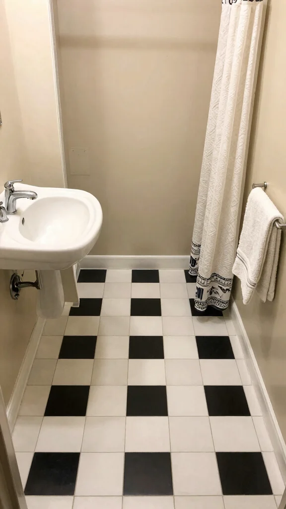 13 Restroom Floor Tile Ideas for Every Style and Budget - 11. Linoleum Tiles for Easy Maintenance 1