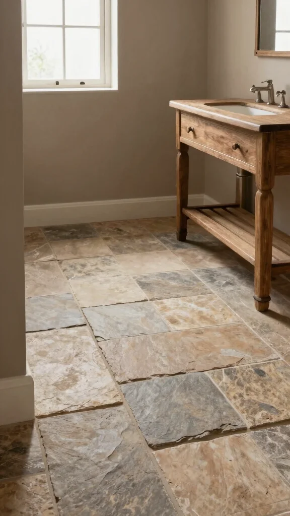 13 Restroom Floor Tile Ideas for Every Style and Budget - 13. Slate Tiles for a Natural Edge 1