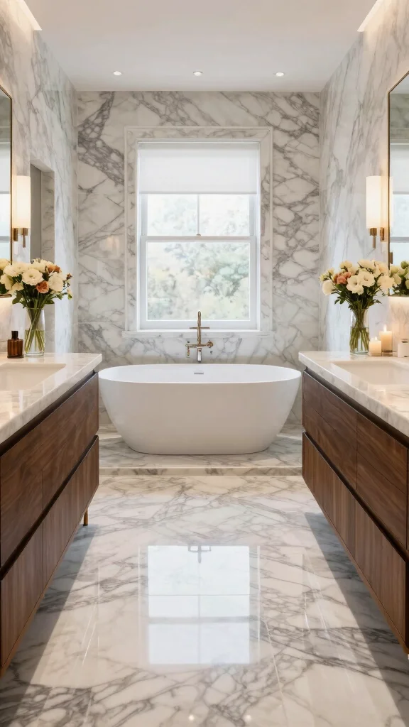 13 Restroom Floor Tile Ideas for Every Style and Budget - 9. Marble Tiles for Luxury 1