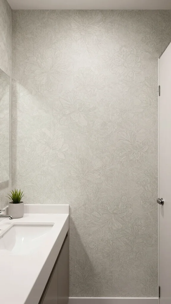 13 Restroom Remodel Ideas on a Budget That Look Expensive - 8. Use Textured Wallpaper for a Stylish Statement 1