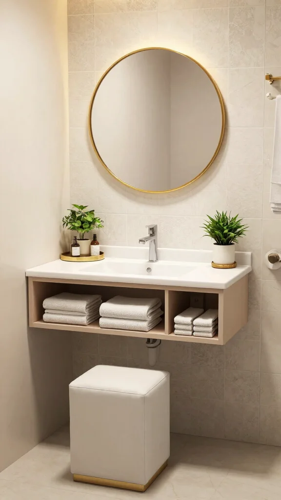 13 Restroom Vanity Ideas for Storage, Style, and the Right Fit - 12. Multi-Functional Furniture for Space Saving 1