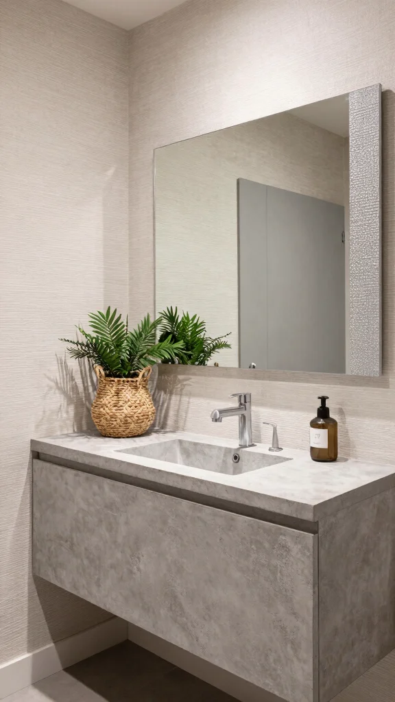 13 Restroom Vanity Ideas for Storage, Style, and the Right Fit - 13. Textured Finishes for Added Depth 1