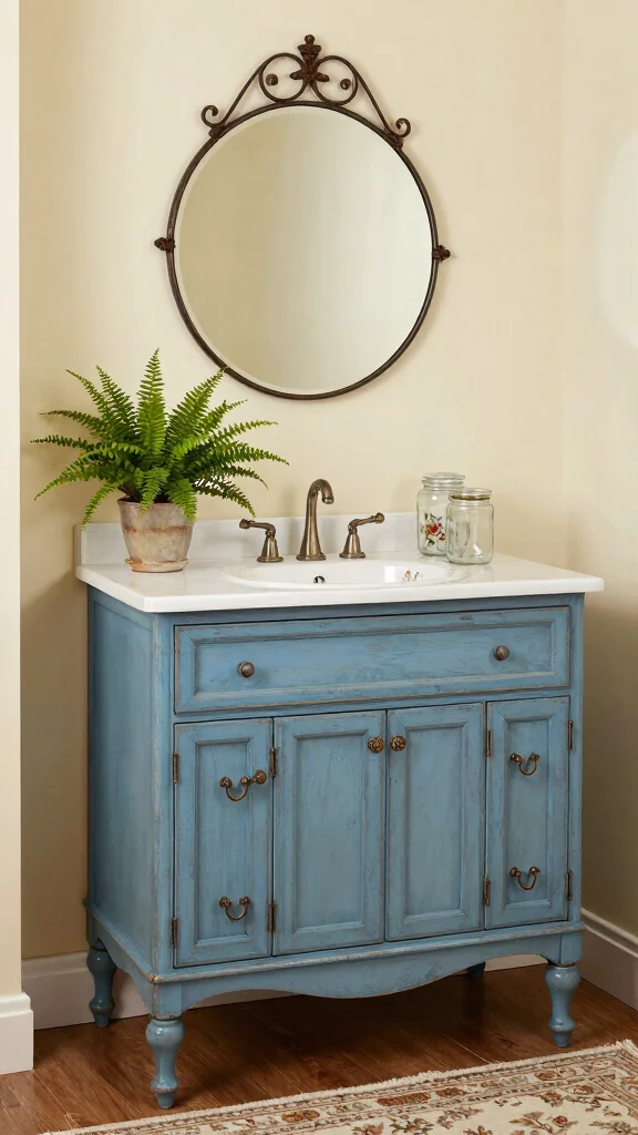 13 Restroom Vanity Ideas for Storage, Style, and the Right Fit - 2. Vintage-Inspired Pieces for a Unique Touch 1
