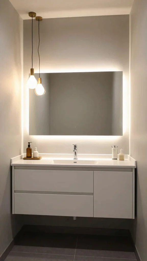 13 Restroom Vanity Ideas for Storage, Style, and the Right Fit - 9. Integrated Lighting for Ambiance 1