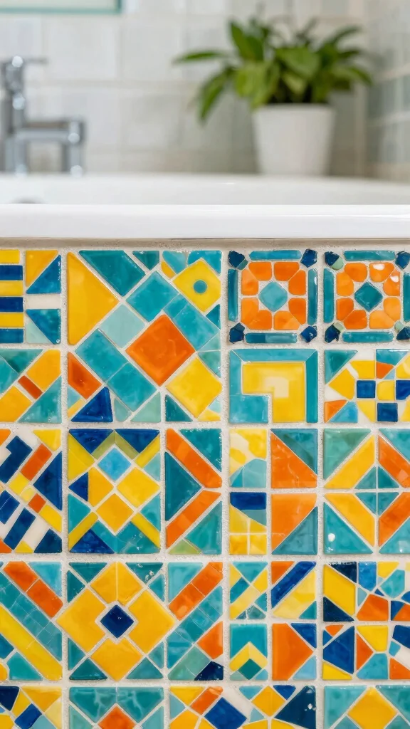 14 Bathroom Tile Design Ideas: From Bold Patterns to Classic Neutrals - 1. Vibrant Mosaic Tiles 1