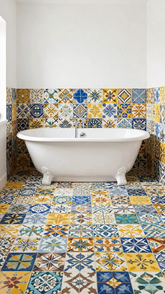 14 Bathroom Tile Design Ideas: From Bold Patterns to Classic Neutrals - 5. Bold Patterned Tiles 1