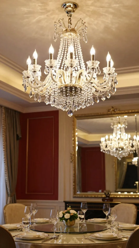 14 Dining Room Chandelier Ideas for Every Ceiling Height and Style - 3. Elegant Crystal Chandelier for High Ceilings 1