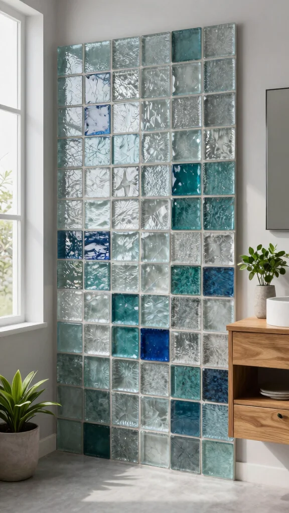 14 Eco-Friendly Restroom Tile Ideas for Walls, Floors, and Accent Niches - 1. Recycled Glass Tiles 1