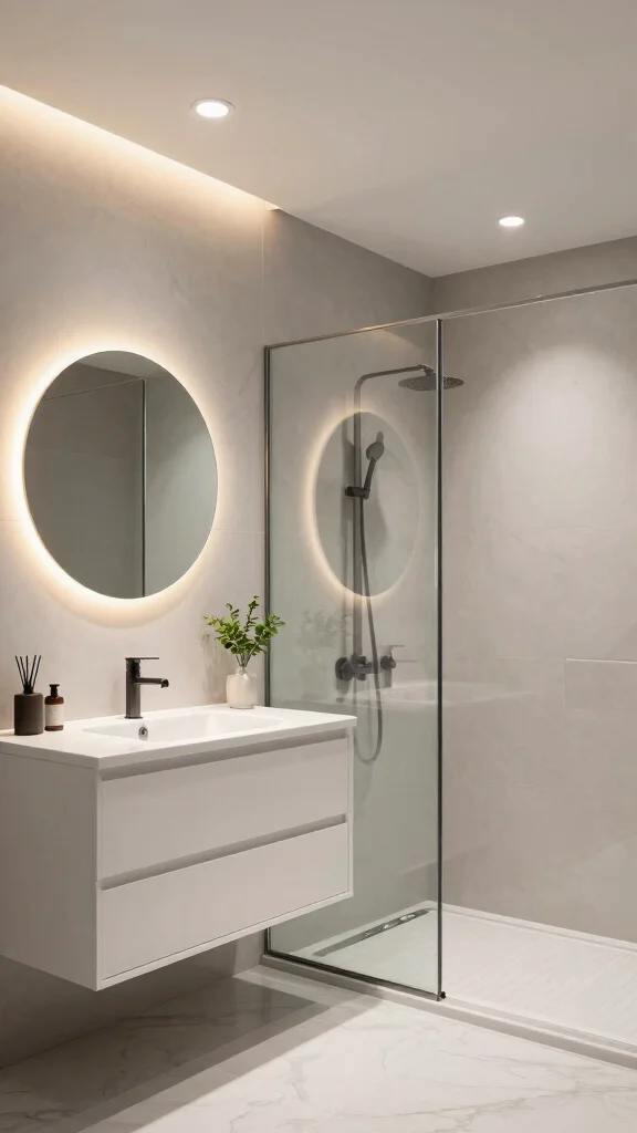 14 Restroom Lighting Ideas for a Warm and Flattering Glow - 1. Recessed LED Lights for a Sleek Look 1