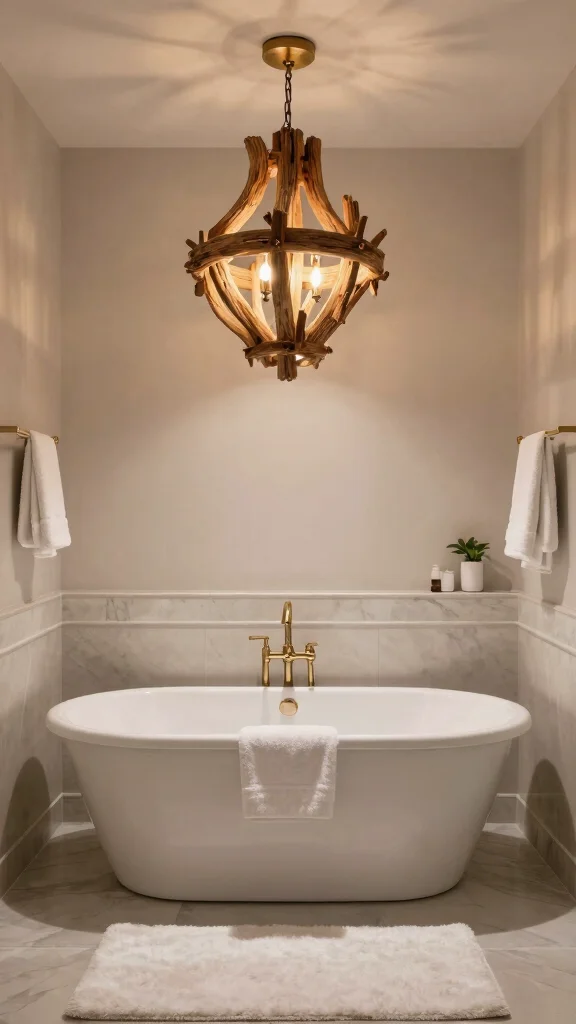 14 Restroom Lighting Ideas for a Warm and Flattering Glow - 12. Eco-Friendly Chandeliers for a Glamorous Touch 1