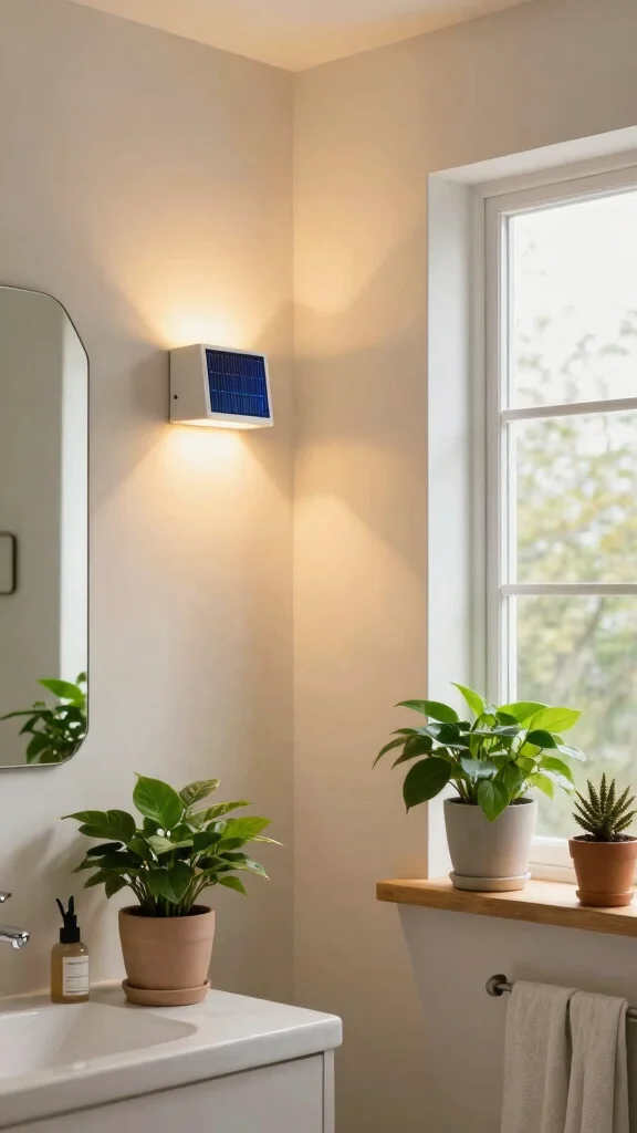 14 Restroom Lighting Ideas for a Warm and Flattering Glow - 4. Solar-Powered Lights for an Eco-Friendly Touch 1