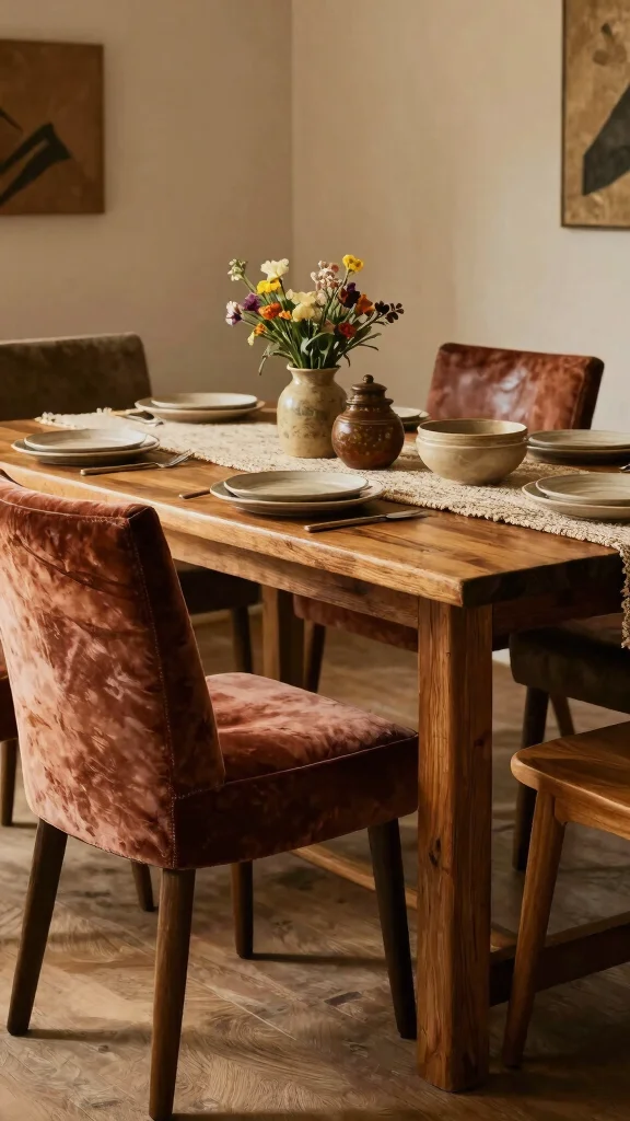 15 Dining Room Chair Ideas to Mix, Match, or Coordinate - 8. Layers of Textures 1